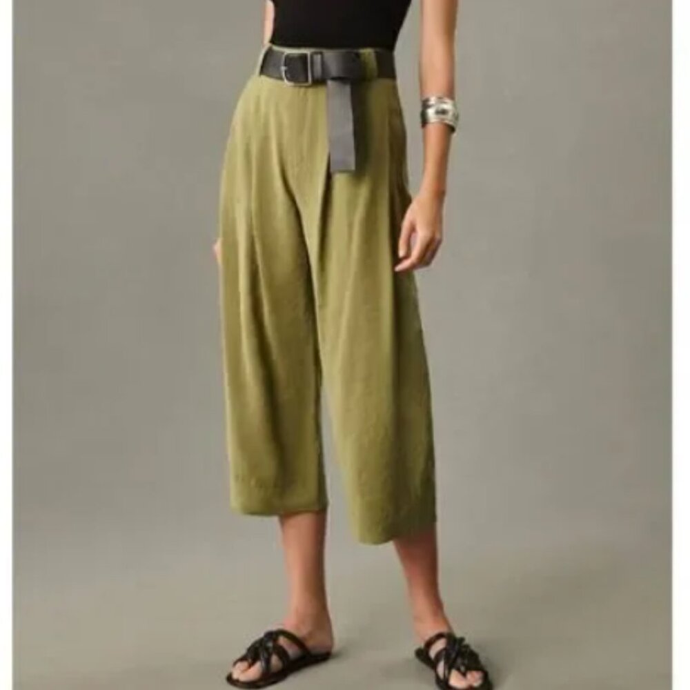 Anthropologie Cropped Relaxed High-Waisted Pants Made In Turkey Women's Size 4
